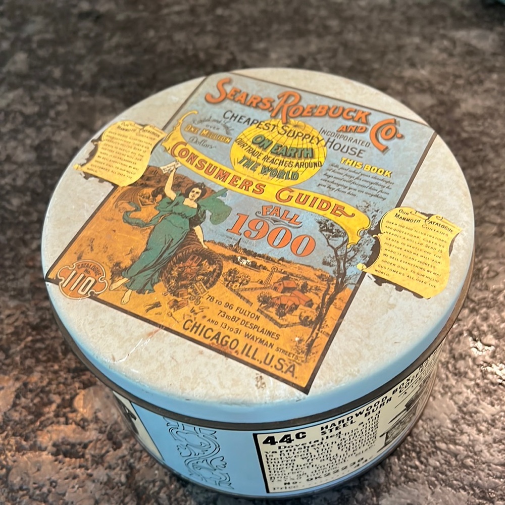 Mr Coffee collectors tin. Sears Roebuck and Co round in good condition